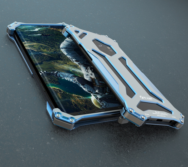 R-Just Gundam Aerospace Aluminum Contrast Color Shockproof Metal Shell Outdoor Protection Case for Samsung Galaxy S9 Plus & Samsung Galaxy S9