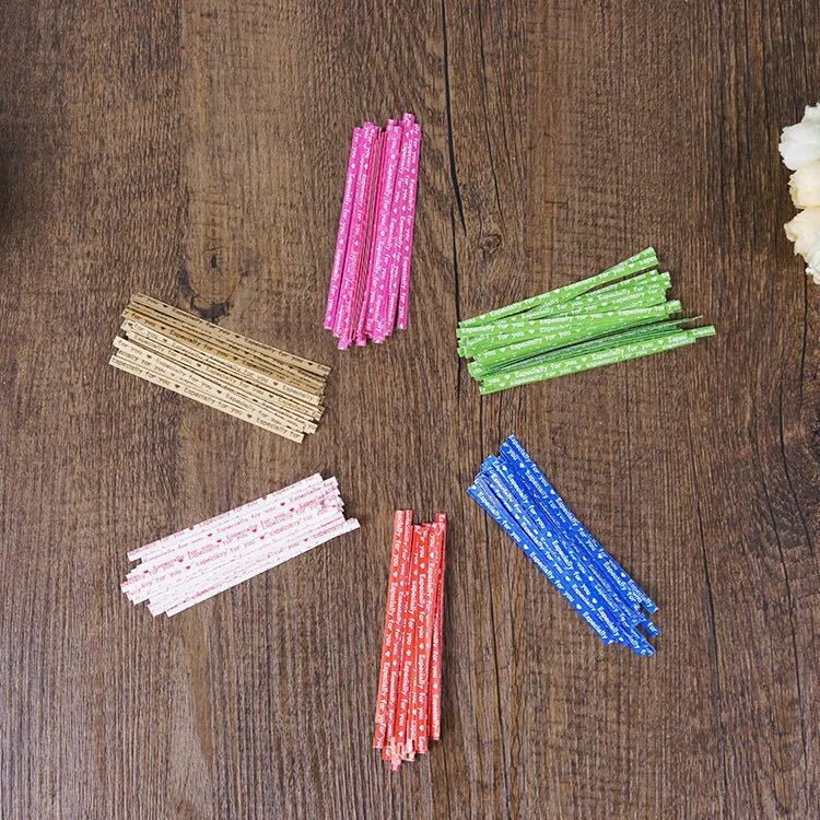 跨境专供100根/包 彩色牛皮纸扎丝 烘培包装带 工艺品礼品捆扎绳