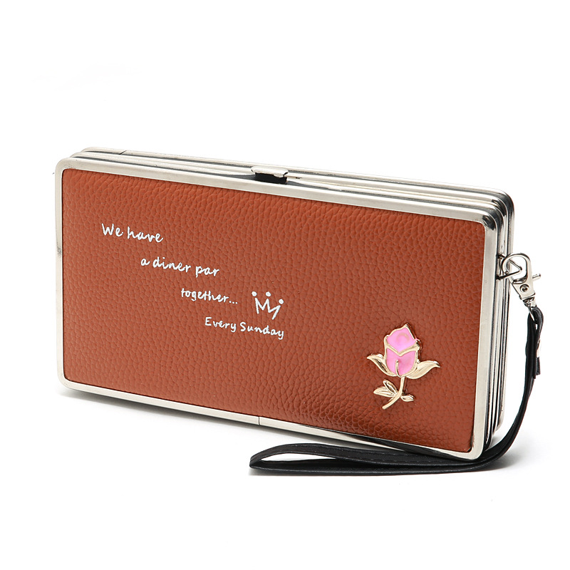 Fashion Lychee Pattern Long Multifunctional Embroidered Portable Wallet Wholesale display picture 15