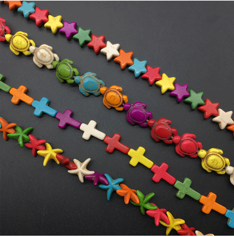 Colorful Popcorn Turquoise Cross Star Starfish Tortoise Diy Beads Material Wholesale Nihaojewelry display picture 16