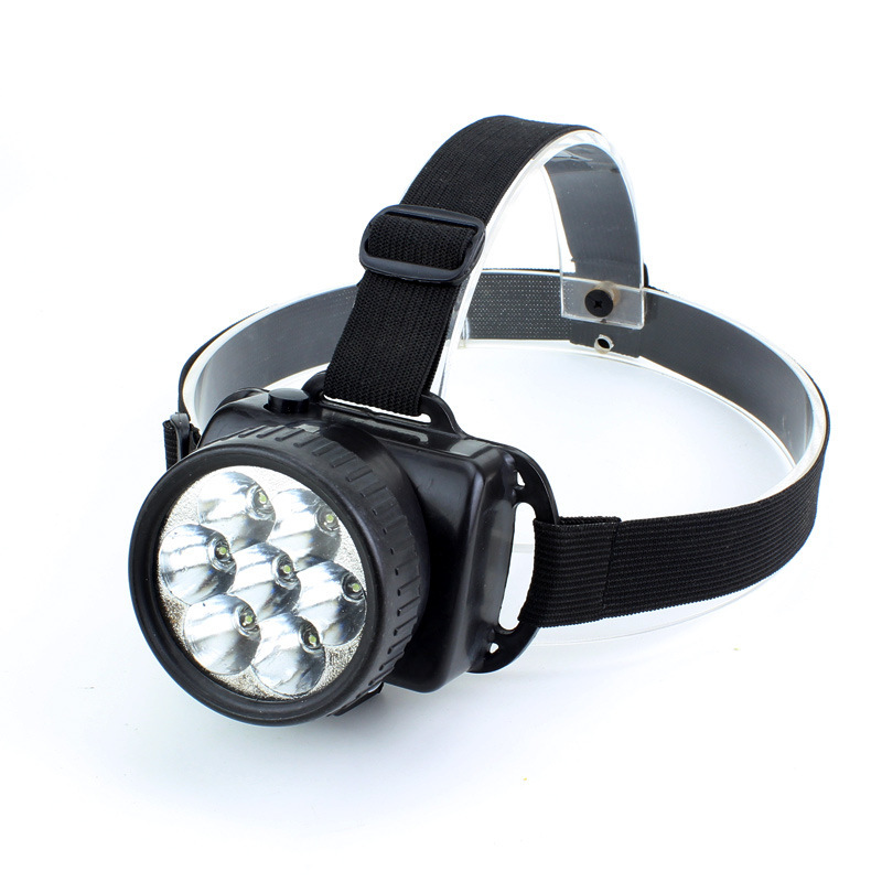 工厂直销强光LED户外钓鱼头灯 7led露营灯5号电池头灯（非充电）