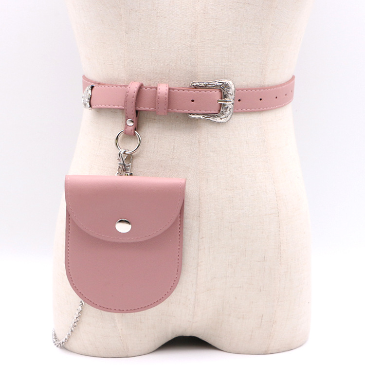 Vintage Floral Women's Belt with Metal Chain Waist Bag measurements and detail photo 5