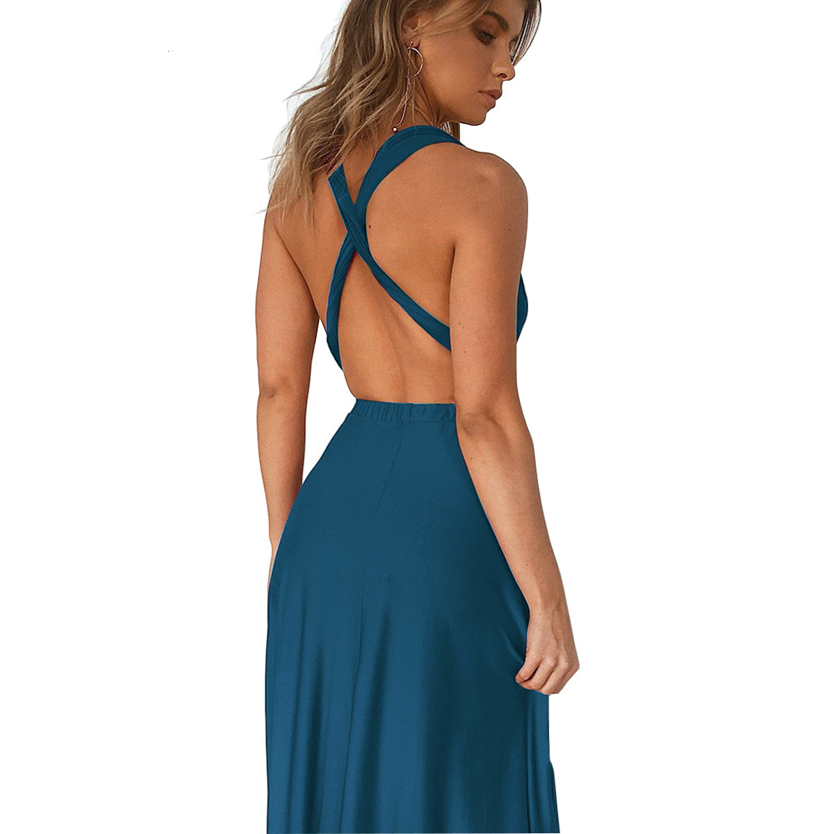 sexy sleeveless backless multi-lace one-piece dress NSZY35531