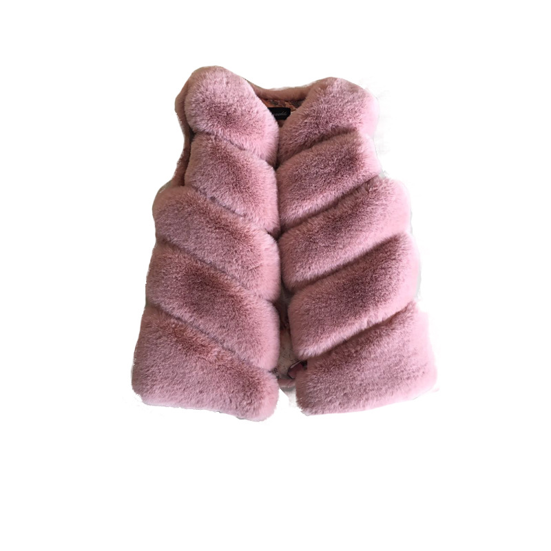 女童中童仿狐狸毛拼接馬甲中長款兒童冬季仿真毛皮草外套女孩坎肩