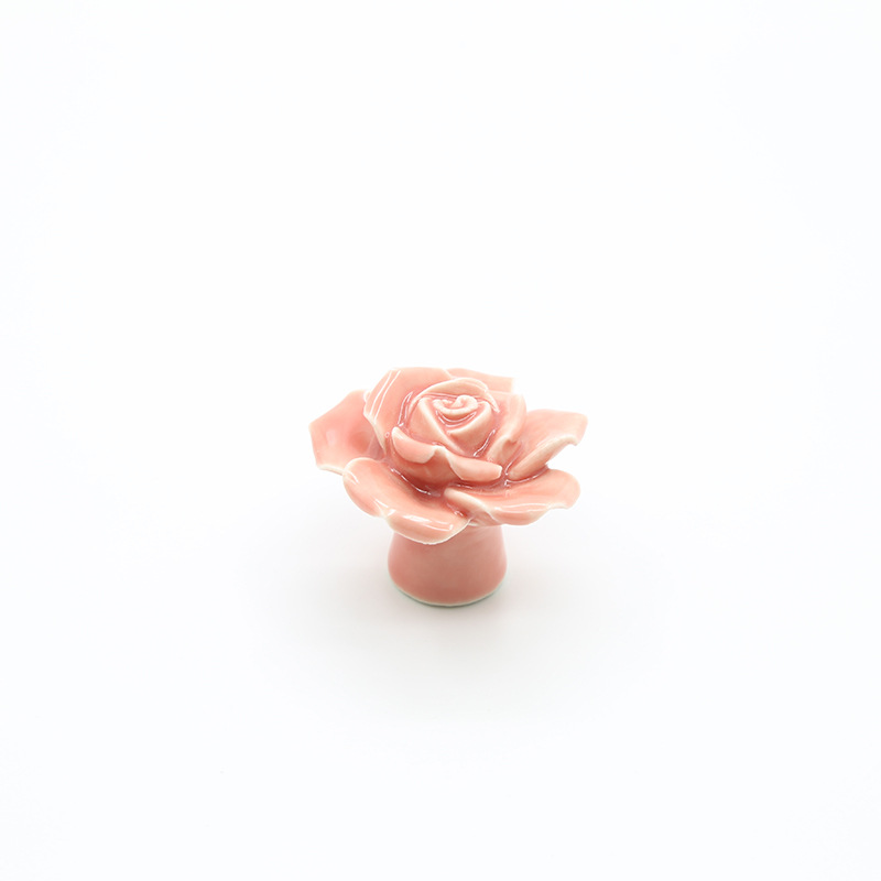 Rose Ceramic Handle Cabinet Wardrobe Hand held Cartoon European Modern Simple Color Handle Factory Wholesale