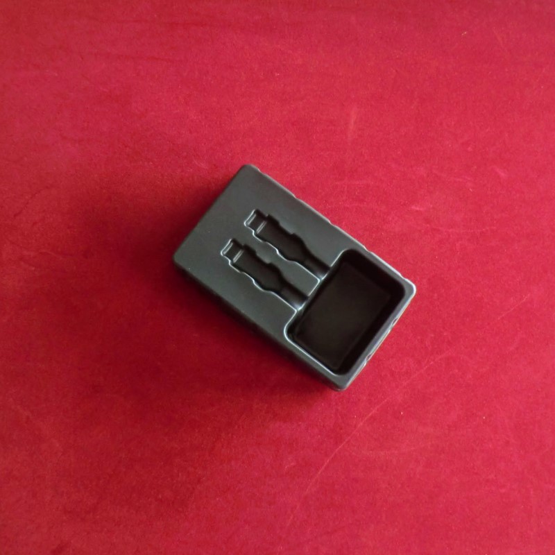 吸塑厂家数据线吸塑内衬 PS哑光黑色吸塑内托 一托三数据线吸塑盒