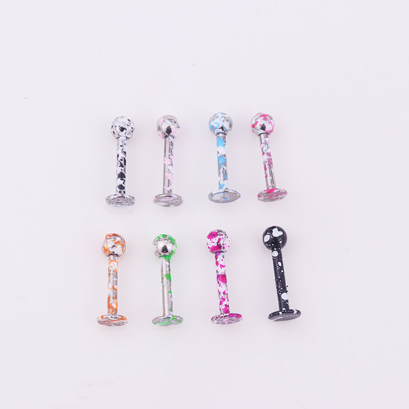 Colorful Paint Stainless Steel Piercing Lip Stud display picture 3