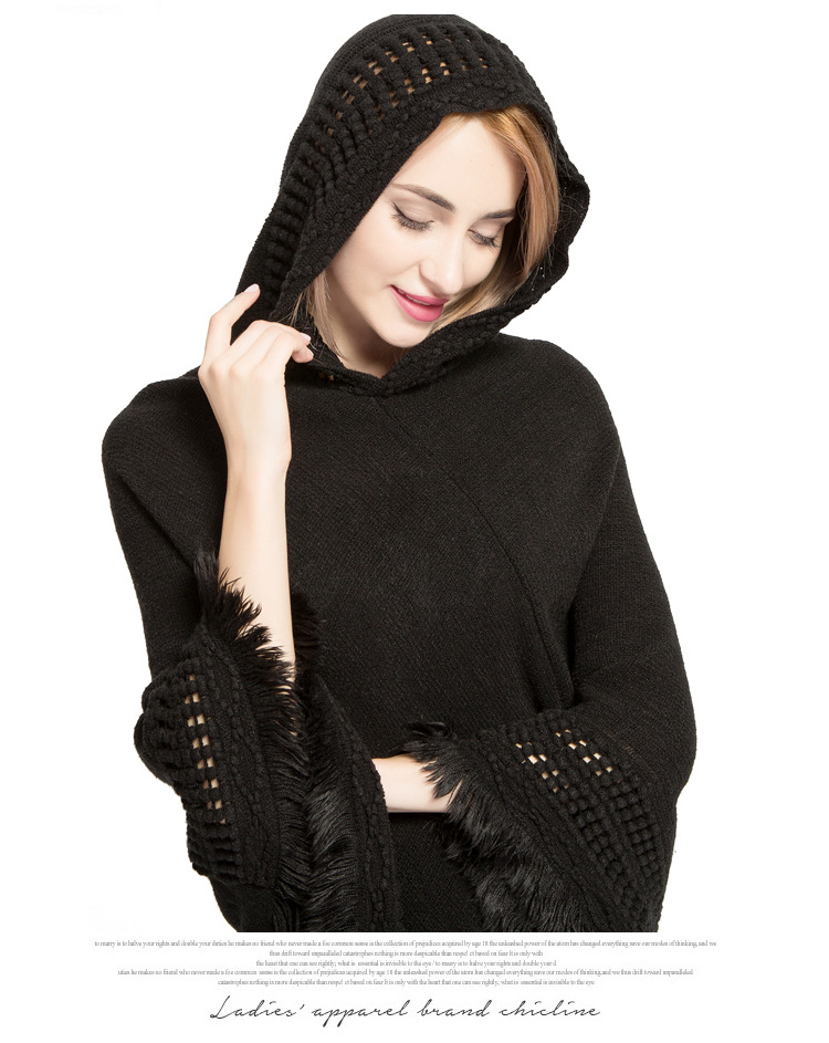 速卖通亚马逊热卖 大码针织套头衫批发 冬季仿羊绒披