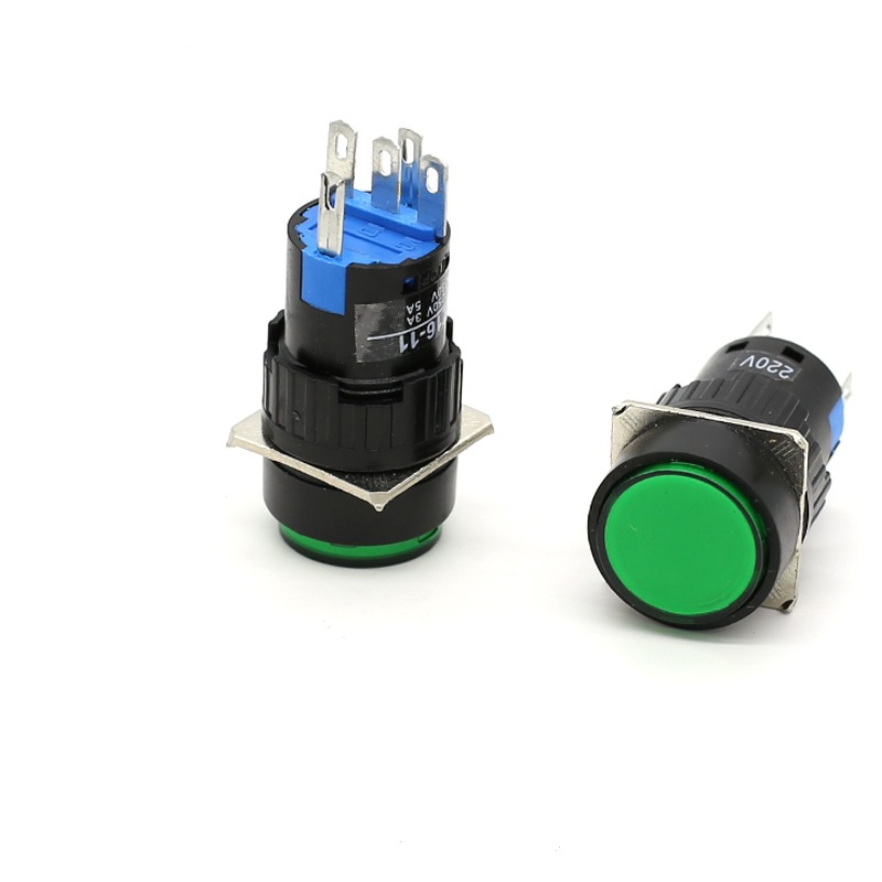 厂家直销圆形带灯按钮开关LA16Y-11D(AL6-M) 自动复位 24V AC220V