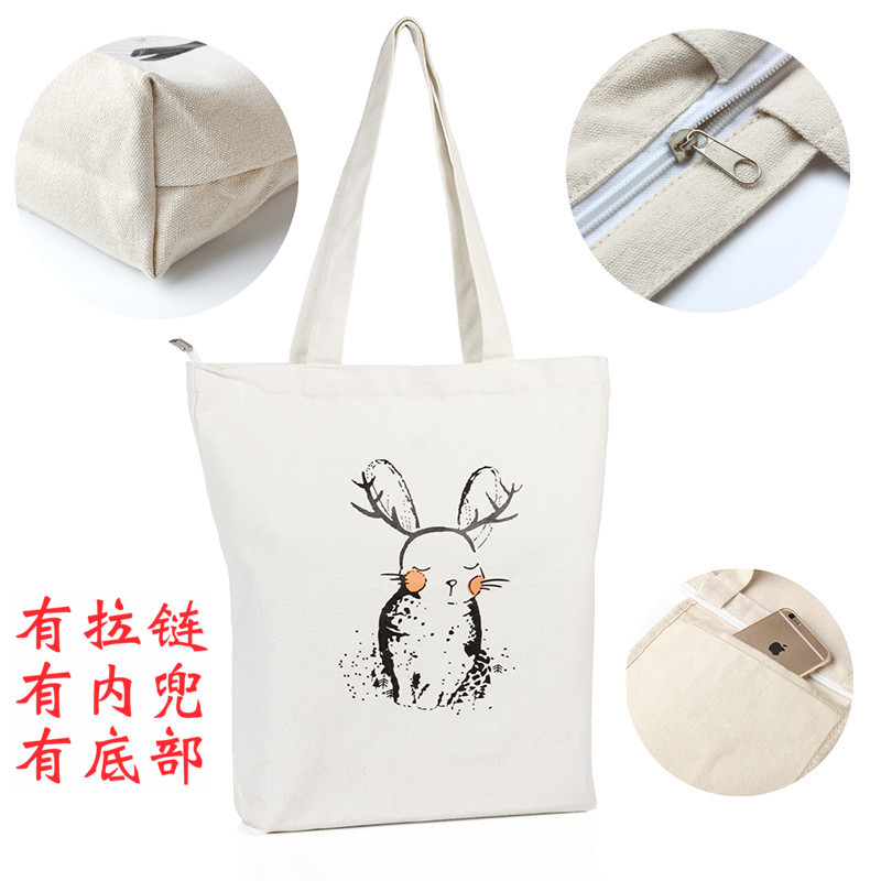 特价手提购物袋彩绘帆布包创意简约时尚单肩女棉布袋印百搭现货