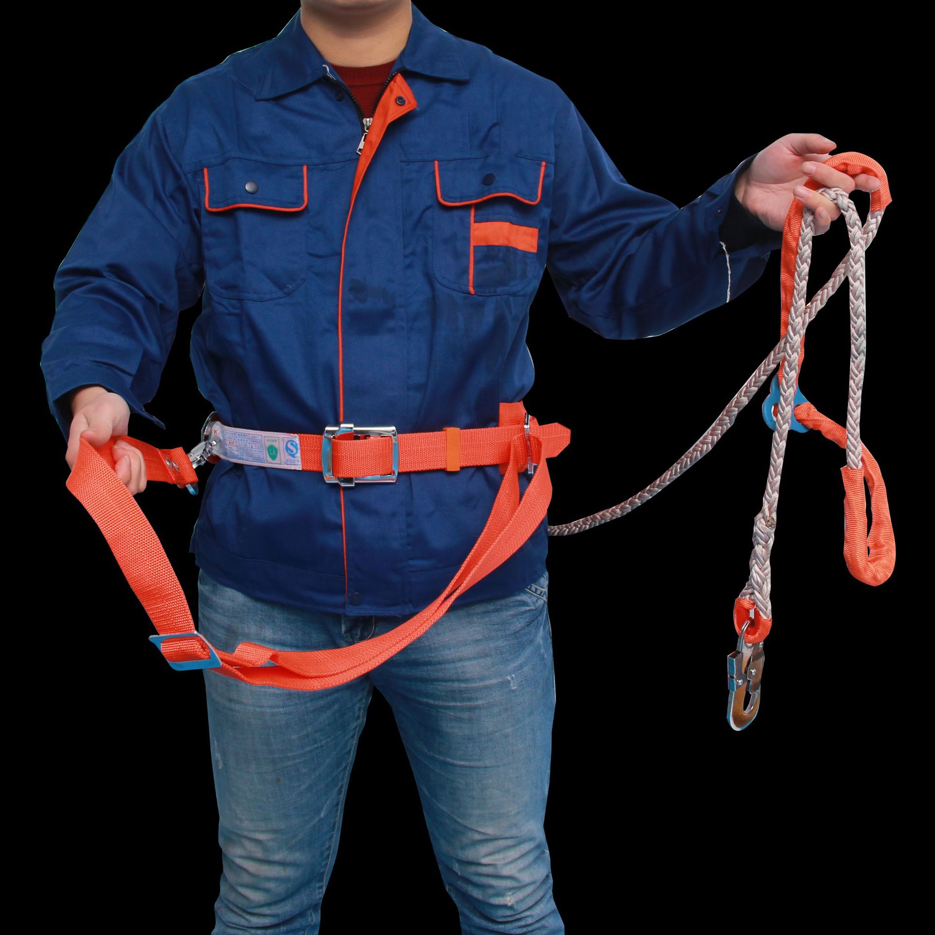 单保险安全带全身五点式电力电工双大钩高空作业安全绳防坠防护
