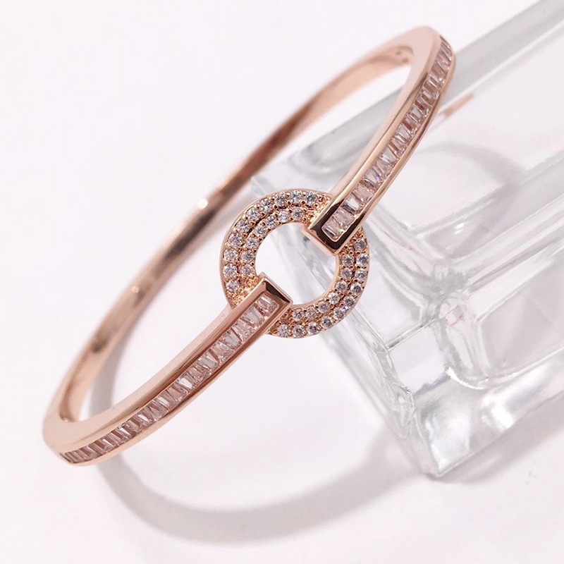 Diamond Circle Bangle For Women Luxury Bracelet Wedding Accessory_voghion.com