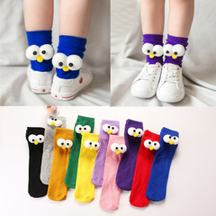 Children's mid-calf socks with three-dimensional big eyes, straight legs with front and rear wear, parent-child socks, cute cartoon baby socks
