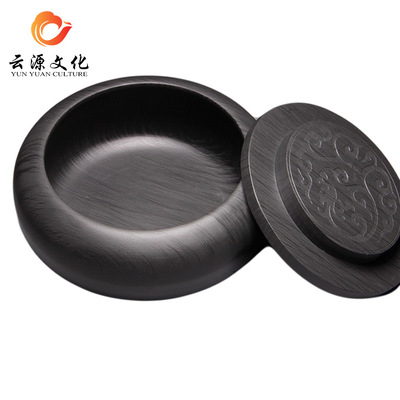5 inch Stony Inkstone Brush washing To fake something antique circular rough  With cover She inkstone A sea of ​​ink ashtray Four Treasures Inkstone
