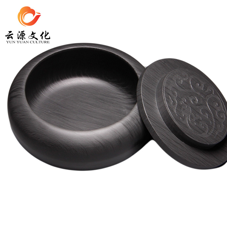 5 inch Stony Inkstone Brush washing To fake something antique circular rough With cover She inkstone A sea of ink ashtray Four Treasures Inkstone