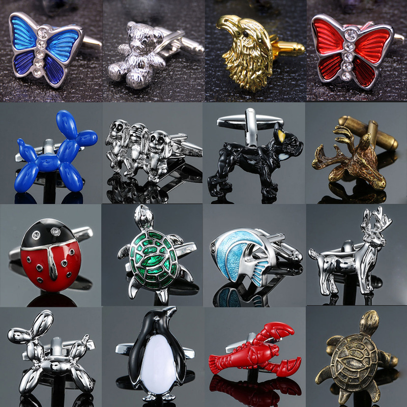 Delicate jewelry high quality copper material interesting small animal series cufflinks men's French shirt cufflinks wholesale
