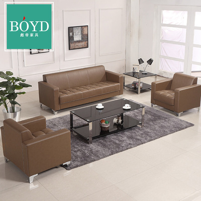 彪帝厂家现代直销简约办公室沙发茶几组合商务接待三人位一件代发