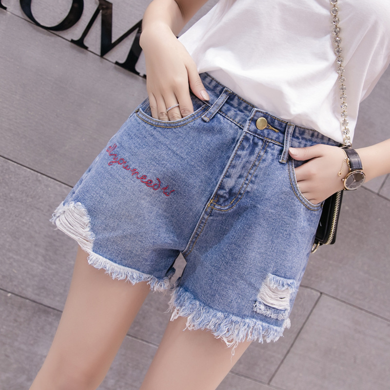 牛仔裤女装2018春夏显瘦高腰韩版宽松牛仔短裤女阔腿裤潮