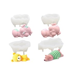 3D cartoon sleeping bear, lucky pig, lucky pig, mousse mold silicone cake mold DIY dessert baking mold