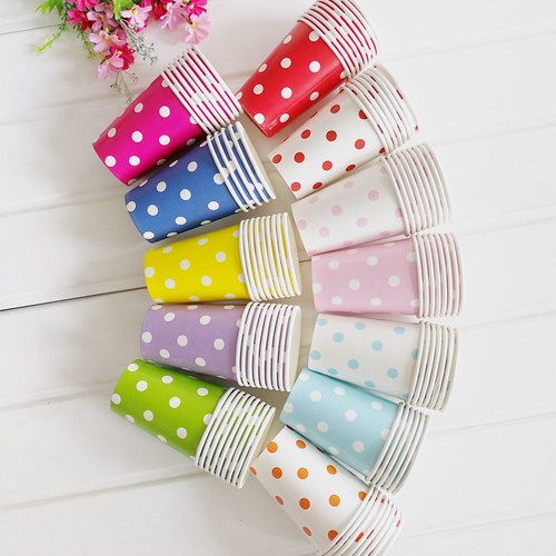 Holiday party dot paper cups disposable party cups wedding children birthday party supplies cold drink cups