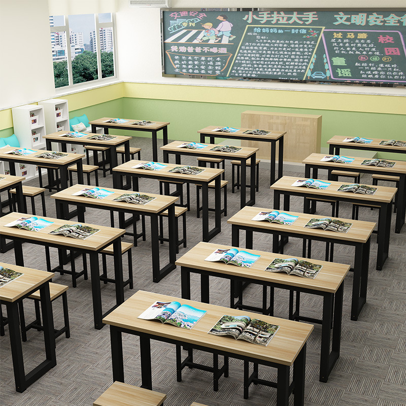 Factory direct winter summer vacation student training table school counseling class double class desk combination desk movable table