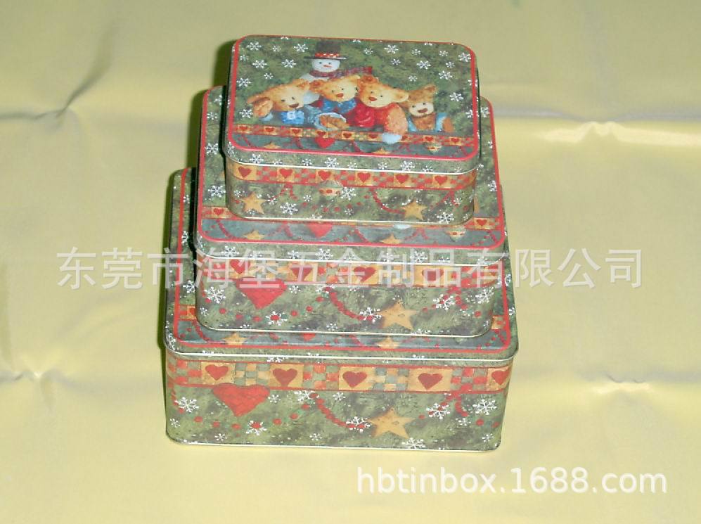 厂家直销马口铁长方罐,套装长方铁盒;圣诞节长方铁罐