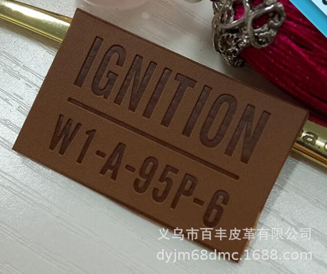 Professional faux leather, heat-pressed color-changing leather, customized leather label design. PU PVC detail image 14