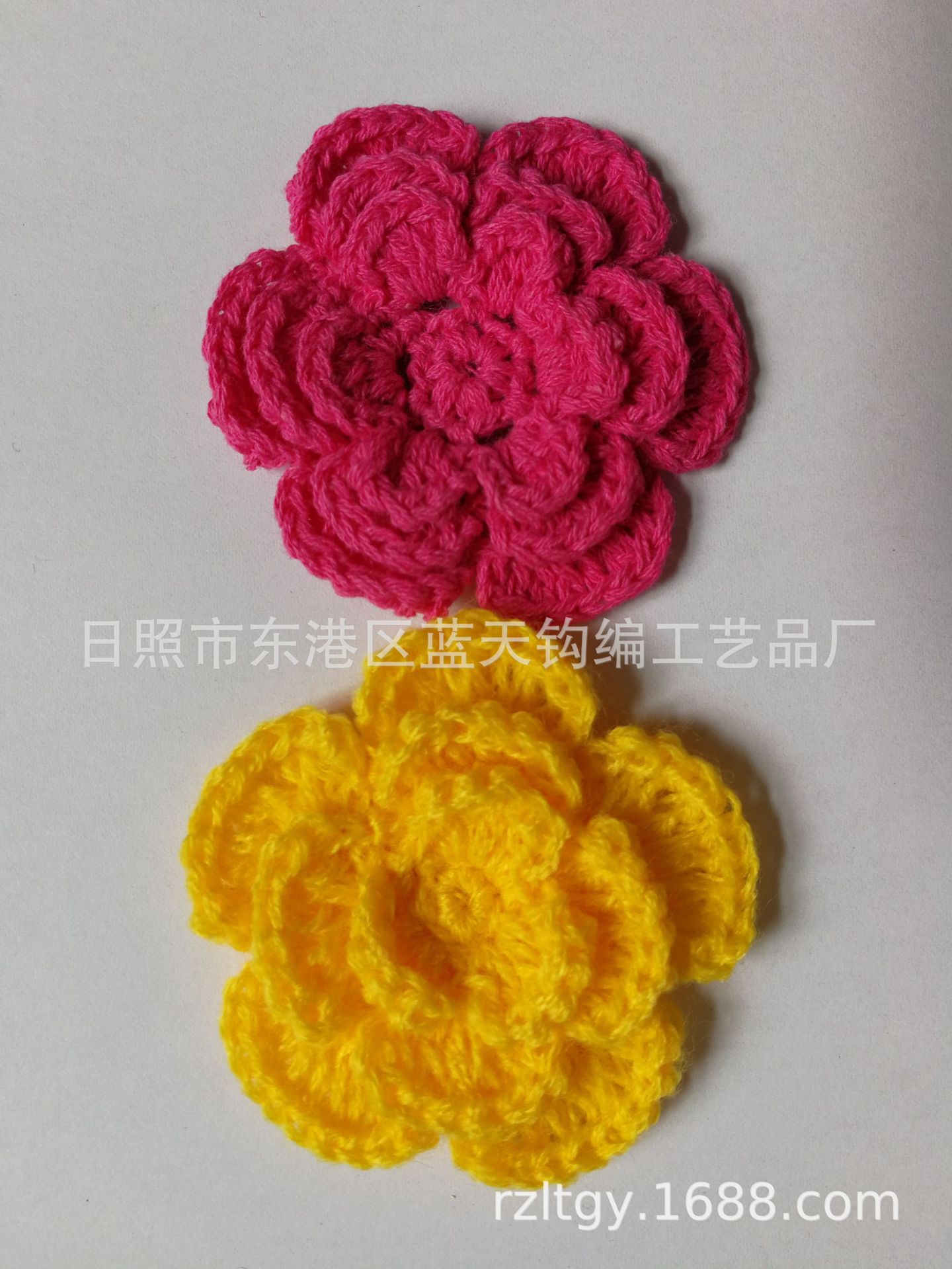 供应毛线加工手工花，手钩针毛线花朵，手钩毛线花边面料