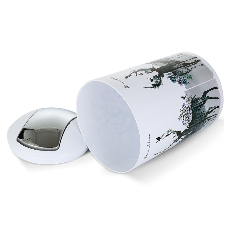 Tapa mecedora de estilo europeo basura creativa con tapa de impresión hogar cuarto de baño sala de estar inodoro baño impermeable basura puede