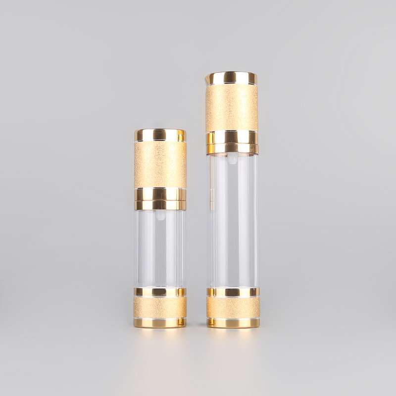 多规格化妆品分装瓶 透明亮金滚砂真空瓶 AS按压分装瓶