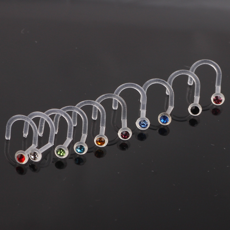 10 Pack Mixed Color Curved Nose Nail Nose Ring Piercing Jewelry - Stainless Steel Nose Ornaments detail image 7