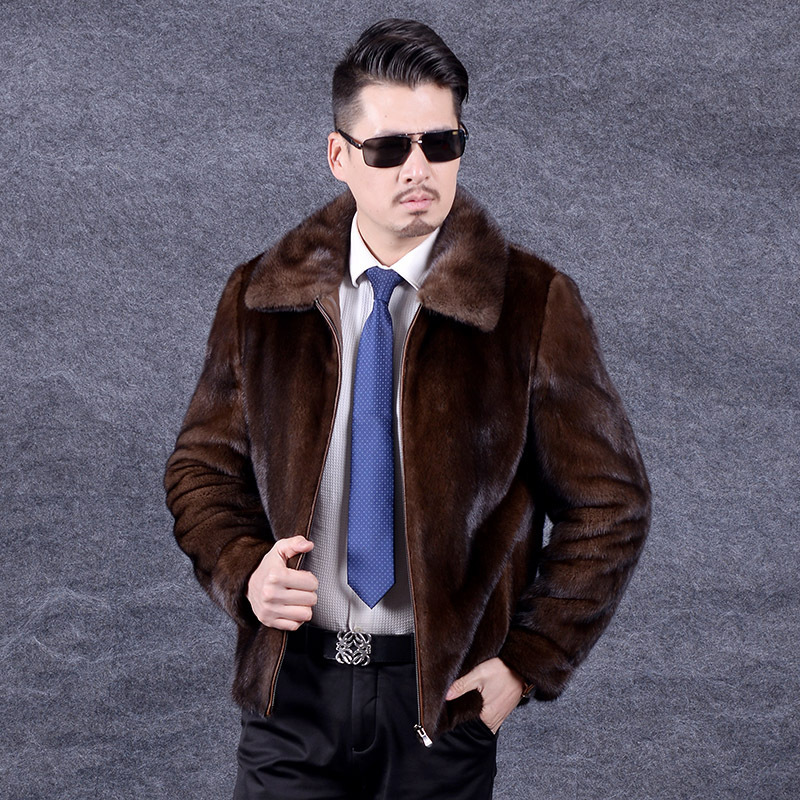 Mink overcoat men's wear Whole mink Fur imitation Mink hair Fur coat U.S.A Imported Mid length version new pattern leather clothing