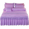 Four piece lace sanding machine skirt with solid color bed cover thickened