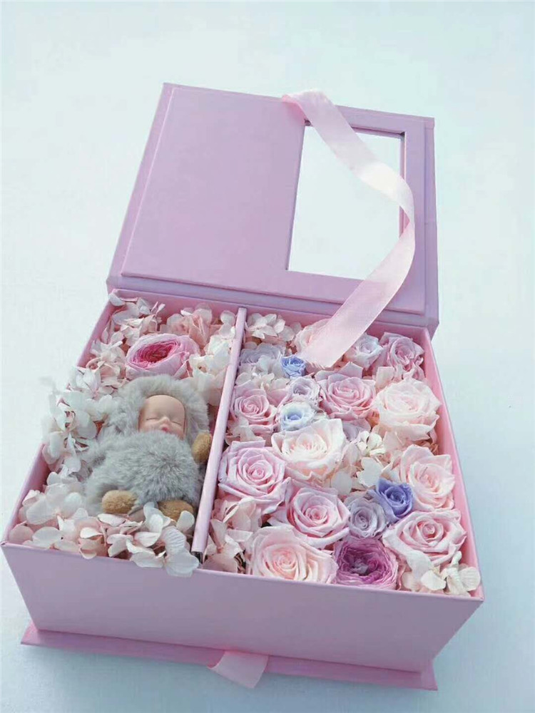 TikTok misteriosa caja de regalo de cumpleaños novia regalo Rosa caja de flores PVC Flip flor arreglo caja sorpresa