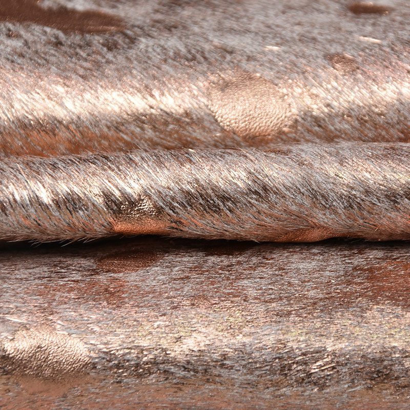 【未然海皮业】脱花烫金牛毛真皮牛皮毛一体箱包鞋靴用皮