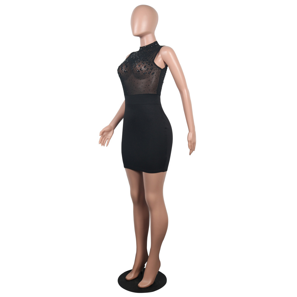 Boutique Sexy Women Wear Rhinestone Mesh Dress