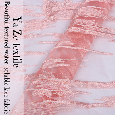 雅泽纺织网底网纱绣花布 水溶蕾丝刺绣面料 时尚裙子礼服婚纱面料|ru