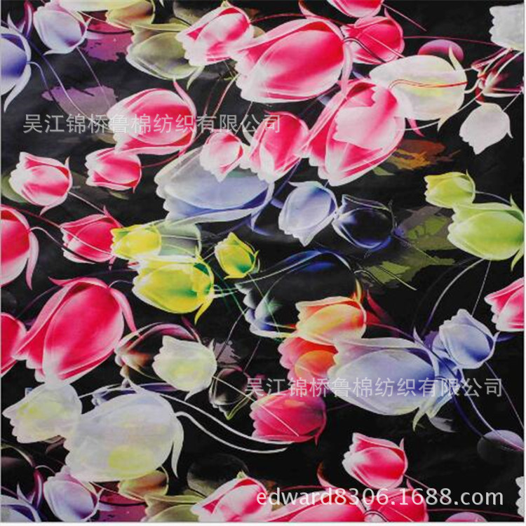 扎染数码印花超薄尼龙布油面轧光防绒PU涂层羽绒服面料斜纹尼丝纺