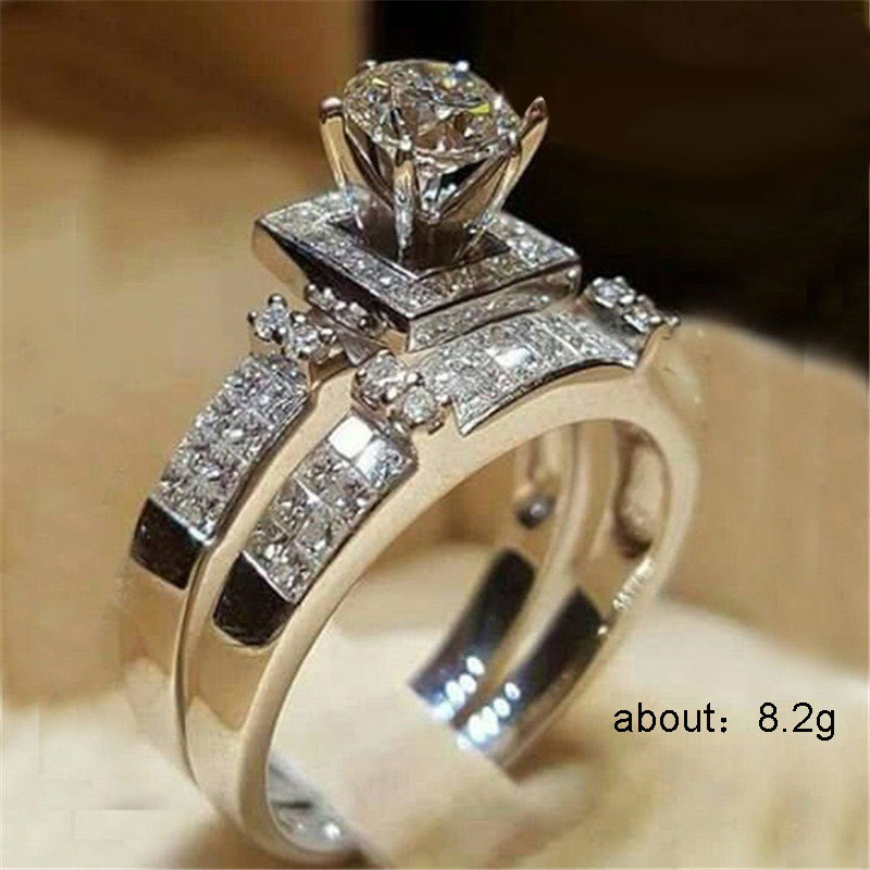 Fashion Three-dimensional Simulation Diamond Hearts And Arrows Alloy Engagement Ring display picture 1