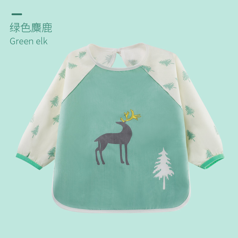 One piece On behalf of waterproof Burqa Bibs Bib Burqa pure cotton Painting clothes children Long sleeve Dressing Dinner jacket