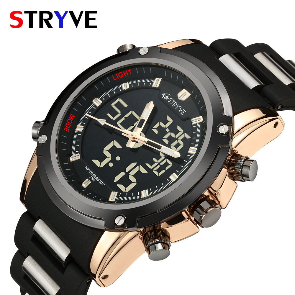 STRYVE8009 nuevo reloj deportivo de cuarzo electrónico para hombre impermeable reloj multifuncional estudiante
