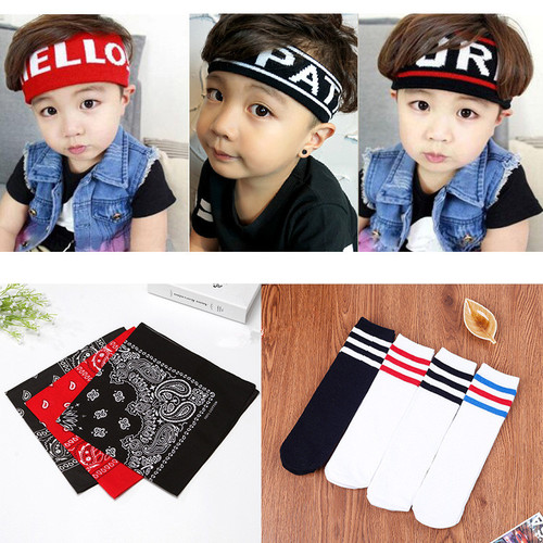 Korean version of children's running headband and wristband set, boys and girls' personalized street dance performances to lead the trend