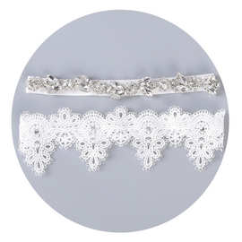 原创手工袜带欧式结婚用品蕾丝水钻吊袜带白色袜带厂家批发婚礼