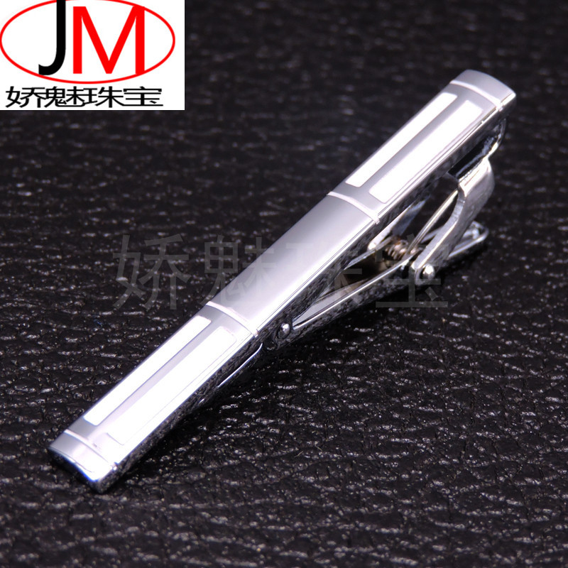 Delicate jewelry factory direct copper enamel silver white tie clip men's business formal tie clip