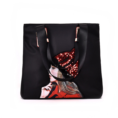 ins super hot large capacity women's bag sequin embroidered shoulder crossbody bag fitness bag short trip bag luggage bag