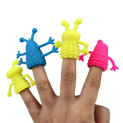 Novelty TPR Plastic Cute Expression Puppet Finger Glove Pen Case Toy Storytelling Prop Supply