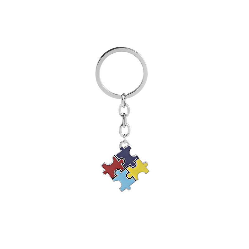 Fashion Explosion Key Chain Children's Four-color Puzzle Drip Oil Key Chain Small Pendant Jewelry Wholesale Nihaojewelry display picture 7