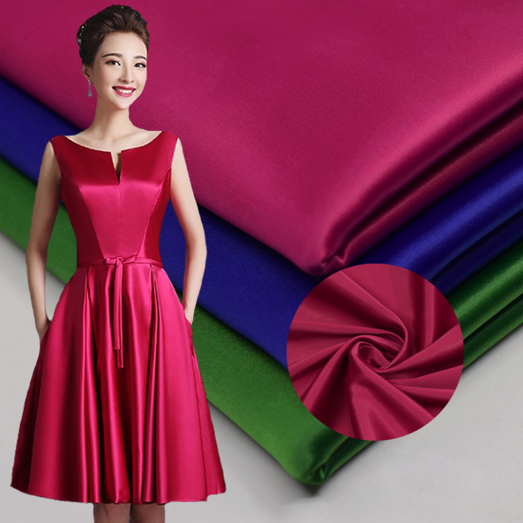 现货批发 高弹哑光缎布料 时尚高档裤子连衣裙缎面色丁纯色面料