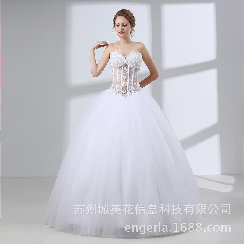 Engerla礼服2021春季外贸新款珍珠抹胸性感透视宴会礼服