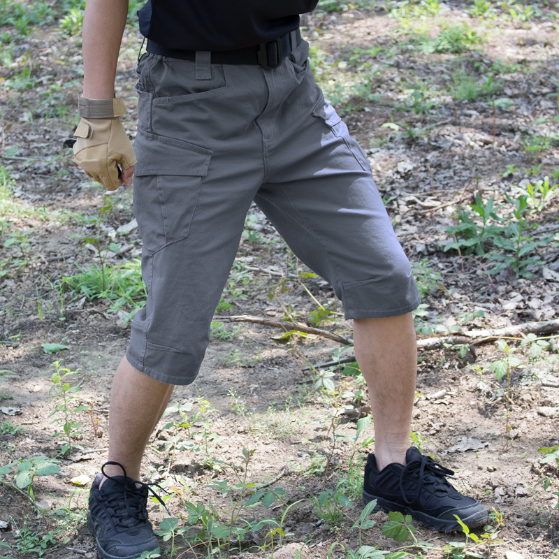 Pantalones tácticos de fan del ejército para hombres de verano algodón elástico al aire libre transpirable y resistente al desgaste de bolsillo de herramientas pantalones de entrenamiento